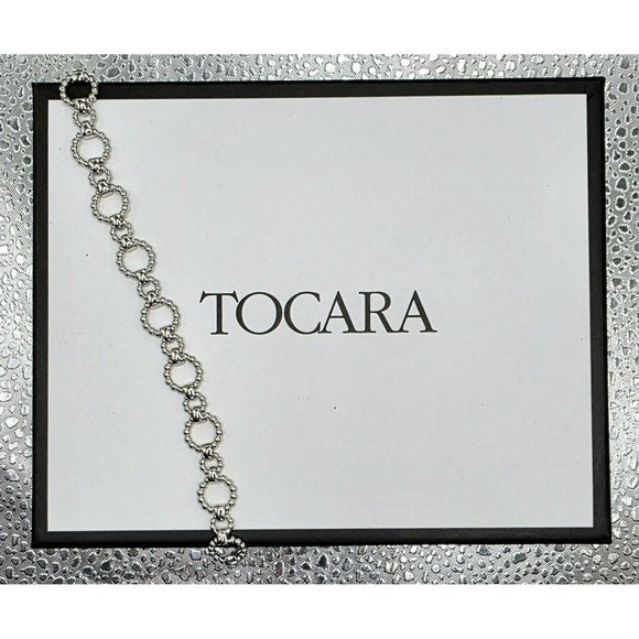 New Tocara Sterling Silver Bracelet Beaded Circle Round Links Chain 925 Arielle - Picture 2 of 13
